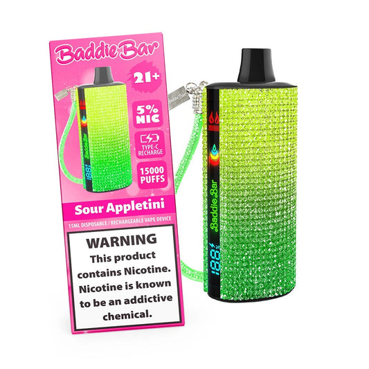 BADDIE BAR 5% NIC 15000PUFFS DISPOSABLE - SOUR APPLETINI