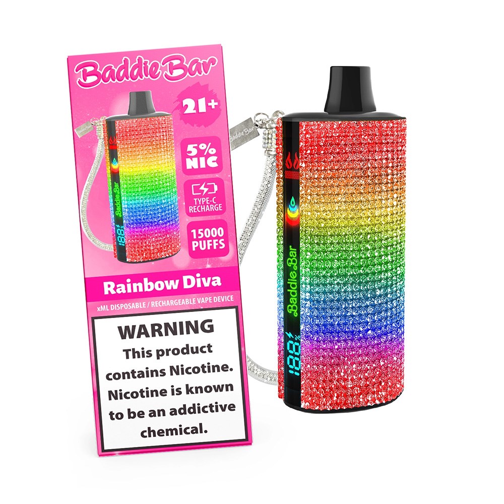 BADDIE BAR 5% NIC 15000PUFFS DISPOSABLE - RAINBOW DIVA