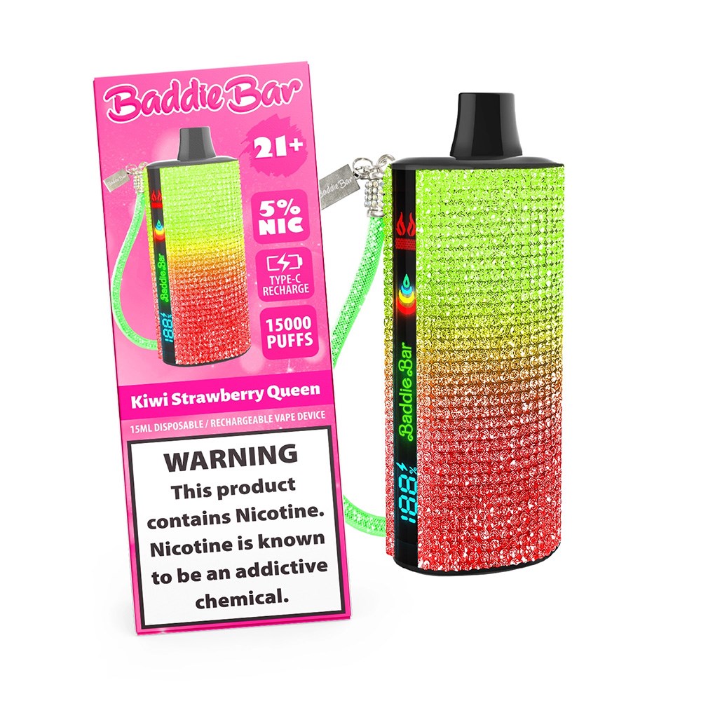 BADDIE BAR 5% NIC 15000PUFFS DISPOSABLE - KIWI STRAW QUEEN
