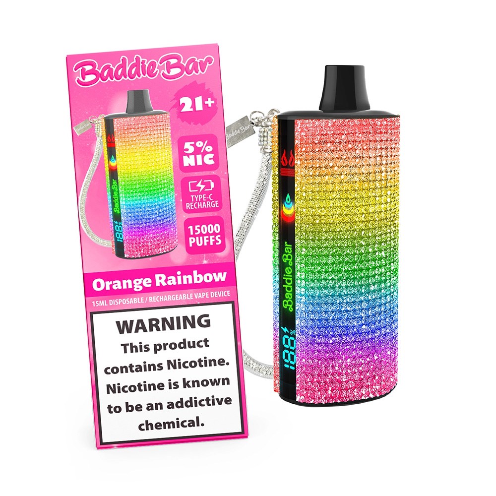 BADDIE BAR 5% NIC 15000PUFFS DISPOSABLE - ORANGE RAINBOW