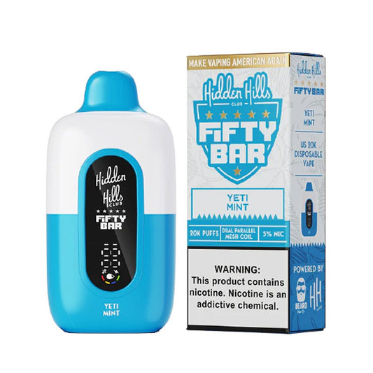 HIDDEN HILLS FIFTY BAR 5%NIC 20000PUFFS DISPOSABLE - YETI MINT