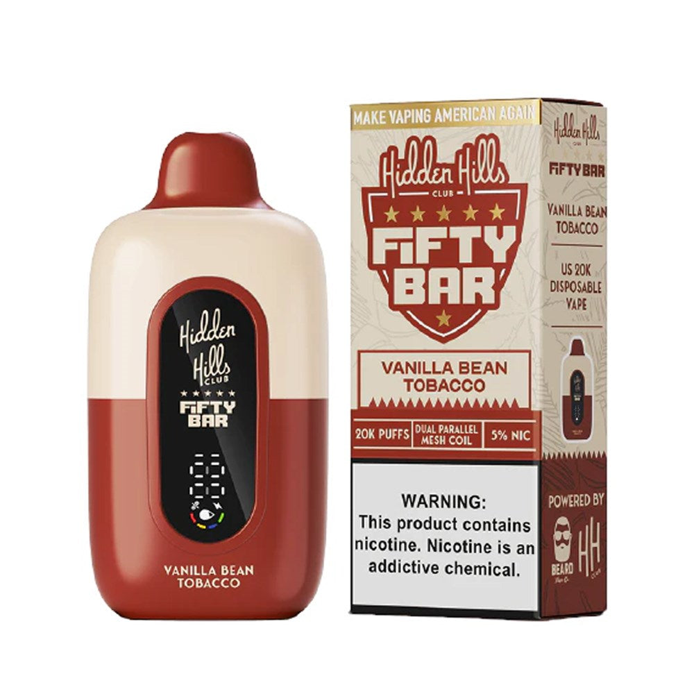 HIDDEN HILLS FIFTY BAR 5%NIC 20000PUFFS DISPOSABLE - VANILLA BEAN TOBACCO