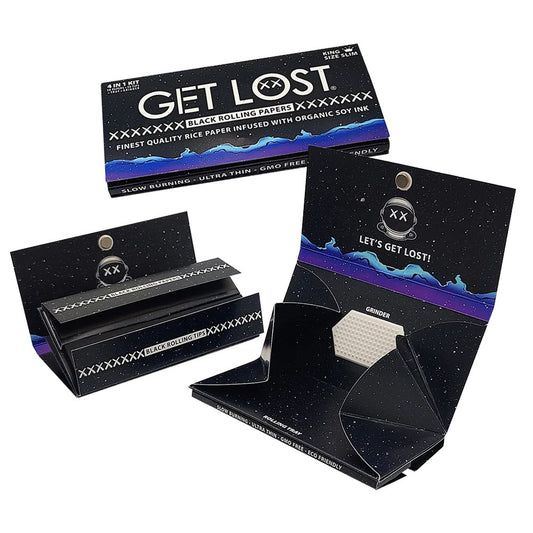 GET LOST 4 IN 1 BLACK KS SLIM ROLLING PAPER KIT