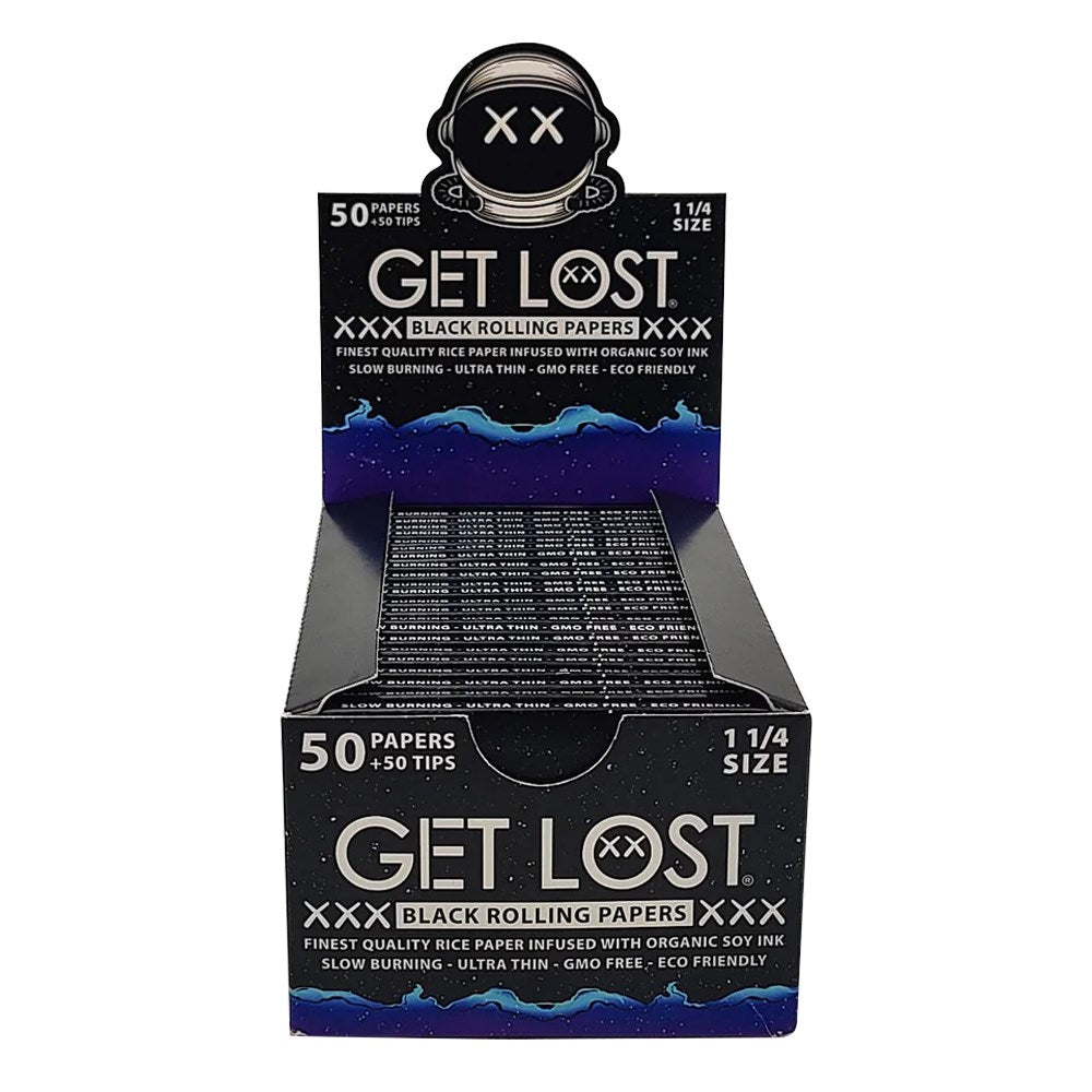 GET LOST 1 1/4" BLACK 50CT ROLLING PAPER /50TIPS