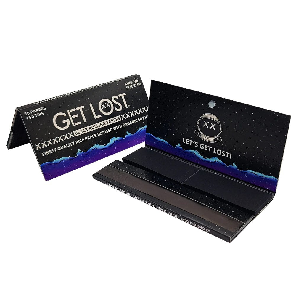 GET LOST KS SLIM BLACK 50CT ROLLING PAPER /50TIPS