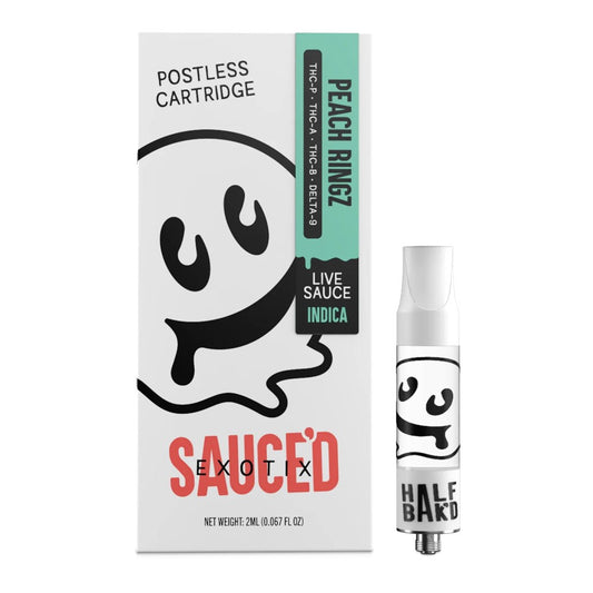 HALF BAK'D SAUCE'D EXOTIX THC-P 2G CARTRIDGE INDICA - PEACH RINGZ