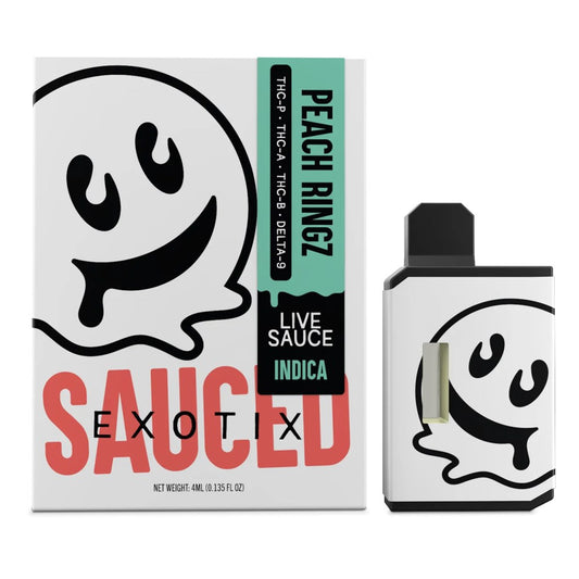 HALF BAK'D SAUCE'D EXOTIX THC-P 4G DISPOSABLE - PEACH RINGZ