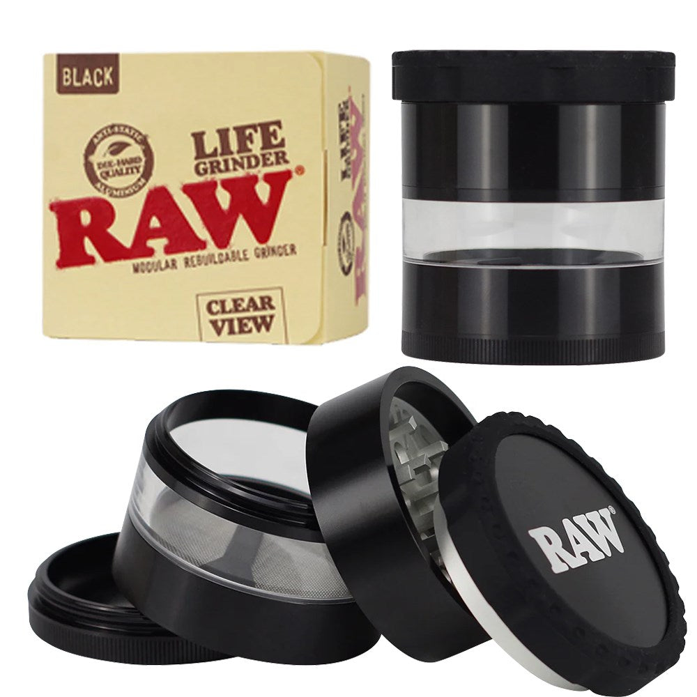 RAW CLEAR MODULAR REBUILDABLE GRINDER - BLACK