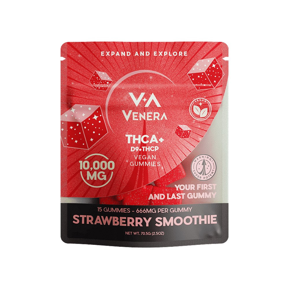 VENERA D9/THCP/THCA VEGAN 10000MG GUMMIES - STRAW SMOOTHIE