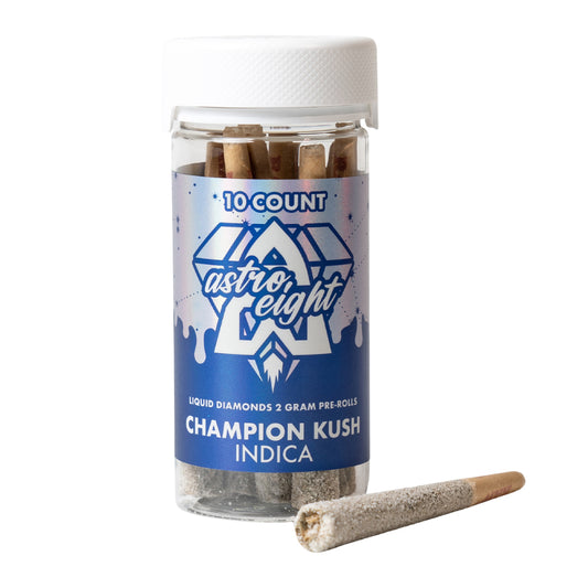 ASTRO EIGHT THCA/LIQUID DIAMONDS 2G PRE ROLLS INDICA - CHAMPION KUSH