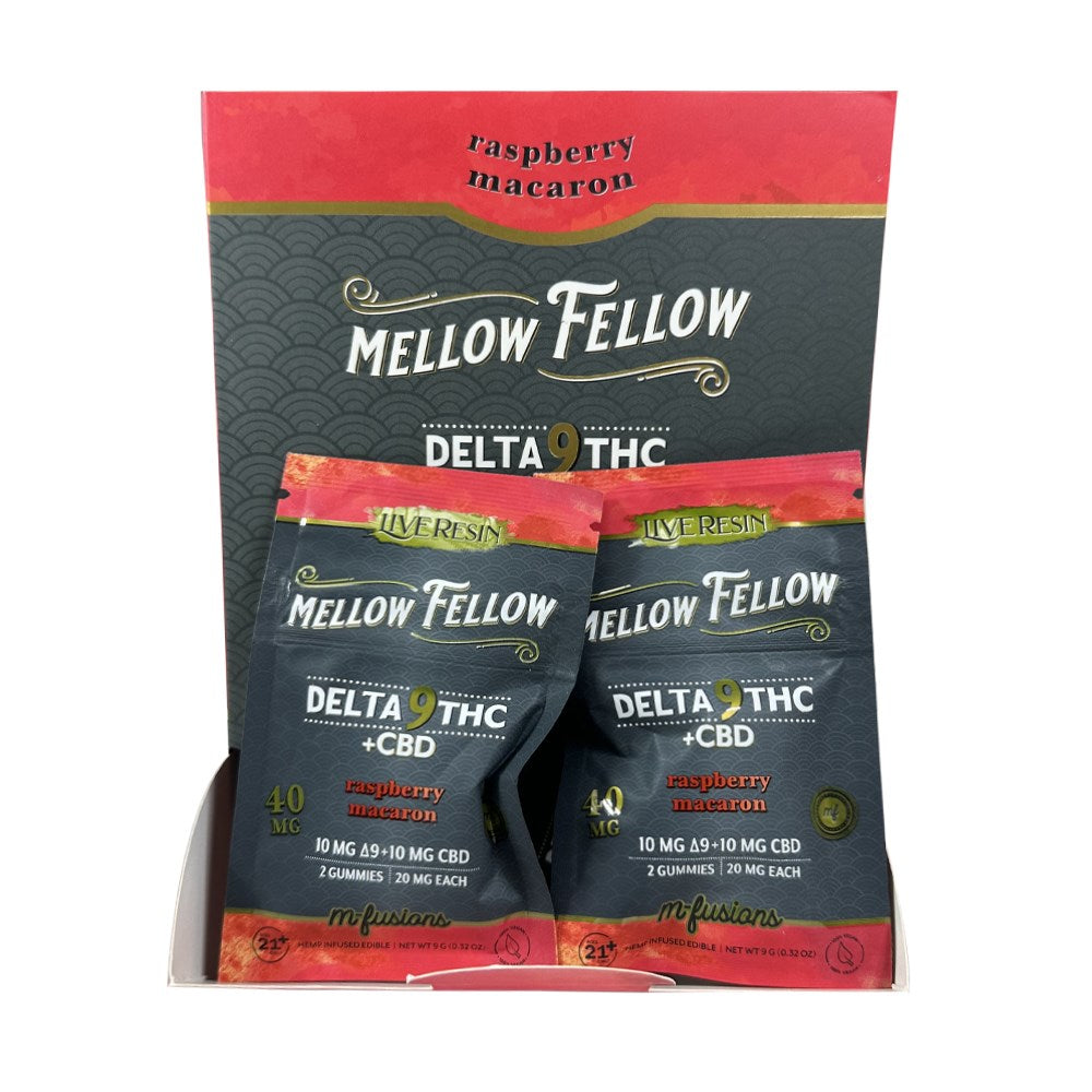 MELLOW FELLOW M FUSION D9/CBD 40MG 2CT GUMMIES - RASP MACARON