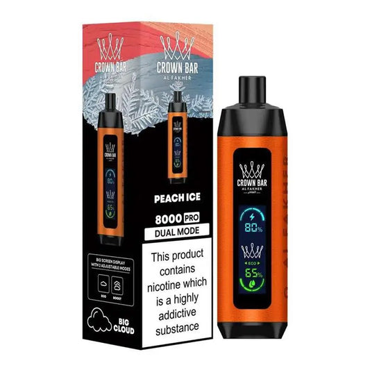 ALFAKHER CROWN BAR PLUS 5% NIC 8000 PUFFS - PEACH ICE