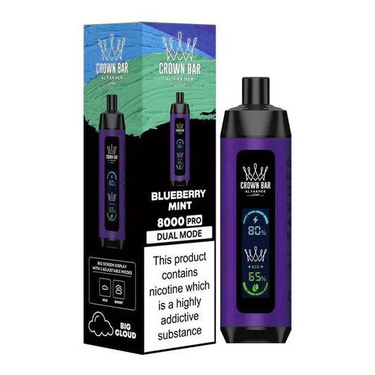 ALFAKHER CROWN BAR PLUS 5% NIC 8000 PUFFS - BLUEBERRY MINT