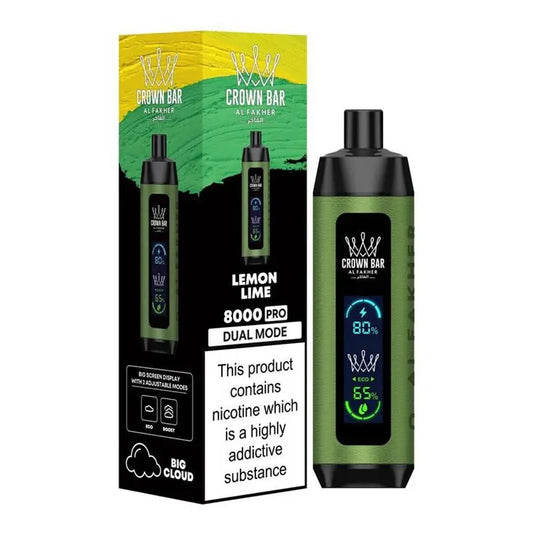 ALFAKHER CROWN BAR PLUS 5% NIC 8000 PUFFS - LEMON LIME