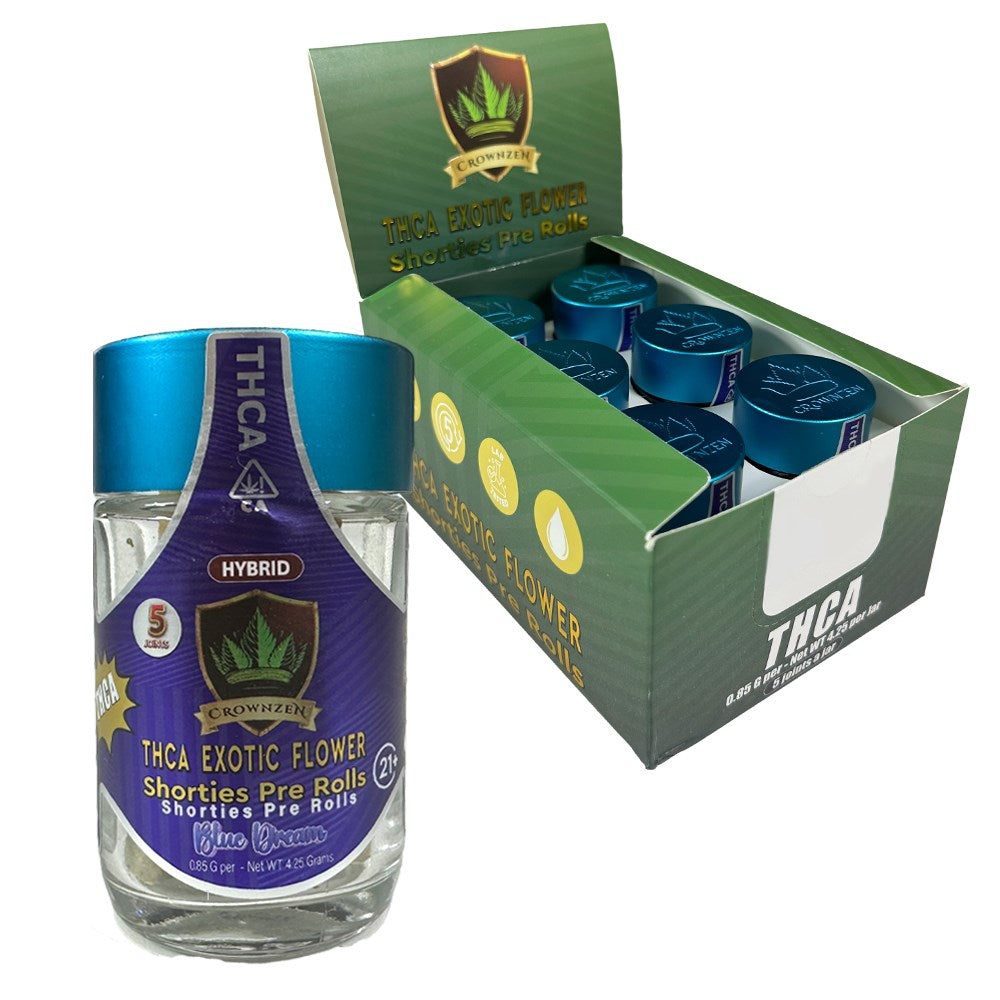 CROWNZEN THCA EXOTIC SHORTIES PREROLLS HYBRID - BLUE DREAM