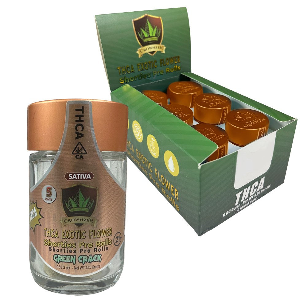 CROWNZEN THCA EXOTIC SHORTIES PREROLLS SATIVA - GREEN CRACK