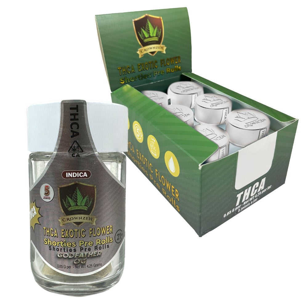 CROWNZEN THCA EXOTIC SHORTIES PREROLLS INDICA - GODFATHER