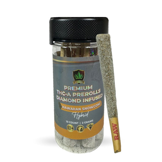 CROWNZEN PREMIUM THCA DIAMOND INFUSED 2G PREROLLS HYBRID - HAWAIIAN SNOWCONE