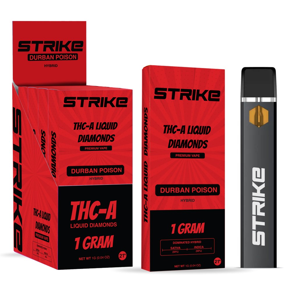 STRIKE THCA LIQUID DIAMOND 1G DISPOSABLE HYBRID - DURBAN POISON