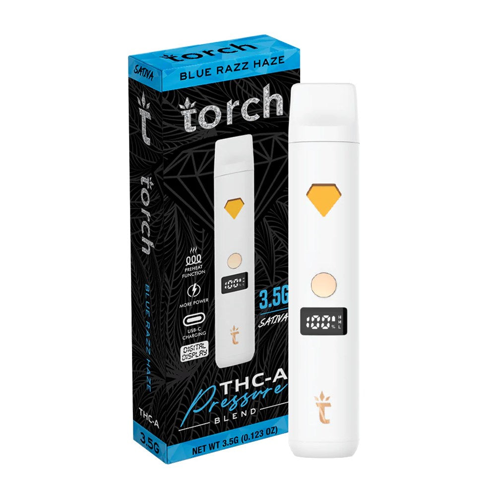 TORCH PRESSURE BLEND 3.5G THCA DISPOSABLE SATIVA - BLUE RAZZ HAZE