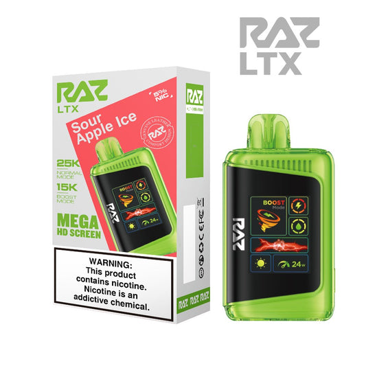 RAZ LTX 5% 25KPUFF DISPOSABLE- SOUR APPLE ICE