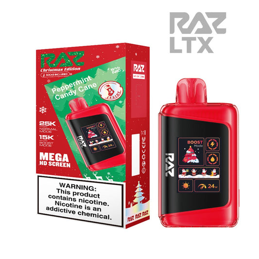 RAZ LTX 5% 25KPUFF DISPOSABLE- PEPPERMINT CANDY CANE(CHRIST. ED.)