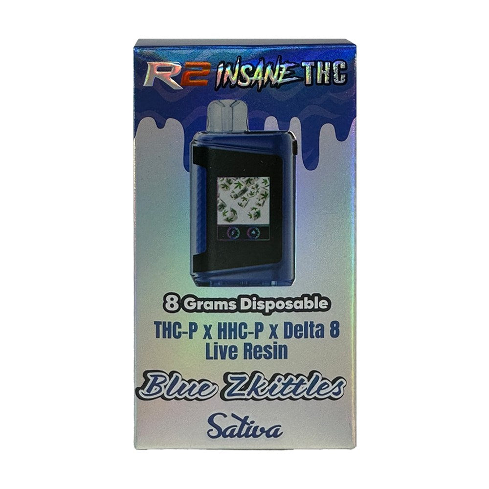 R2 INSANE THC 8G DISPOSABLE SATIVA - BLUE ZKITTLES