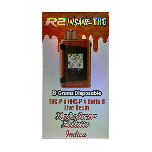 R2 INSANE THC 8G DISPOSABLE INDICA - RAINBOW ZELATO