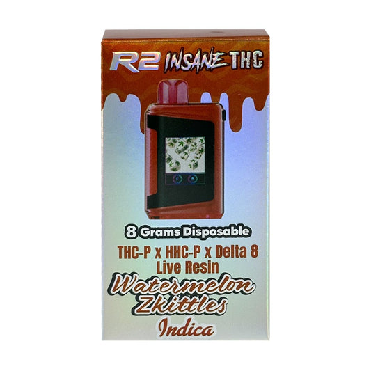 R2 INSANE THC 8G DISPOSABLE INDICA - WATERMELON ZKITTLES