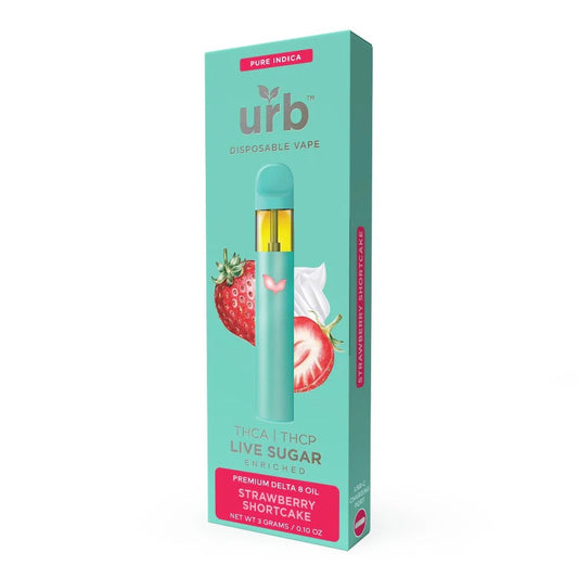 URB THCA LIVE SUGAR 3ML DISPOSABLE INDICA - STRAW SHORTCAKE
