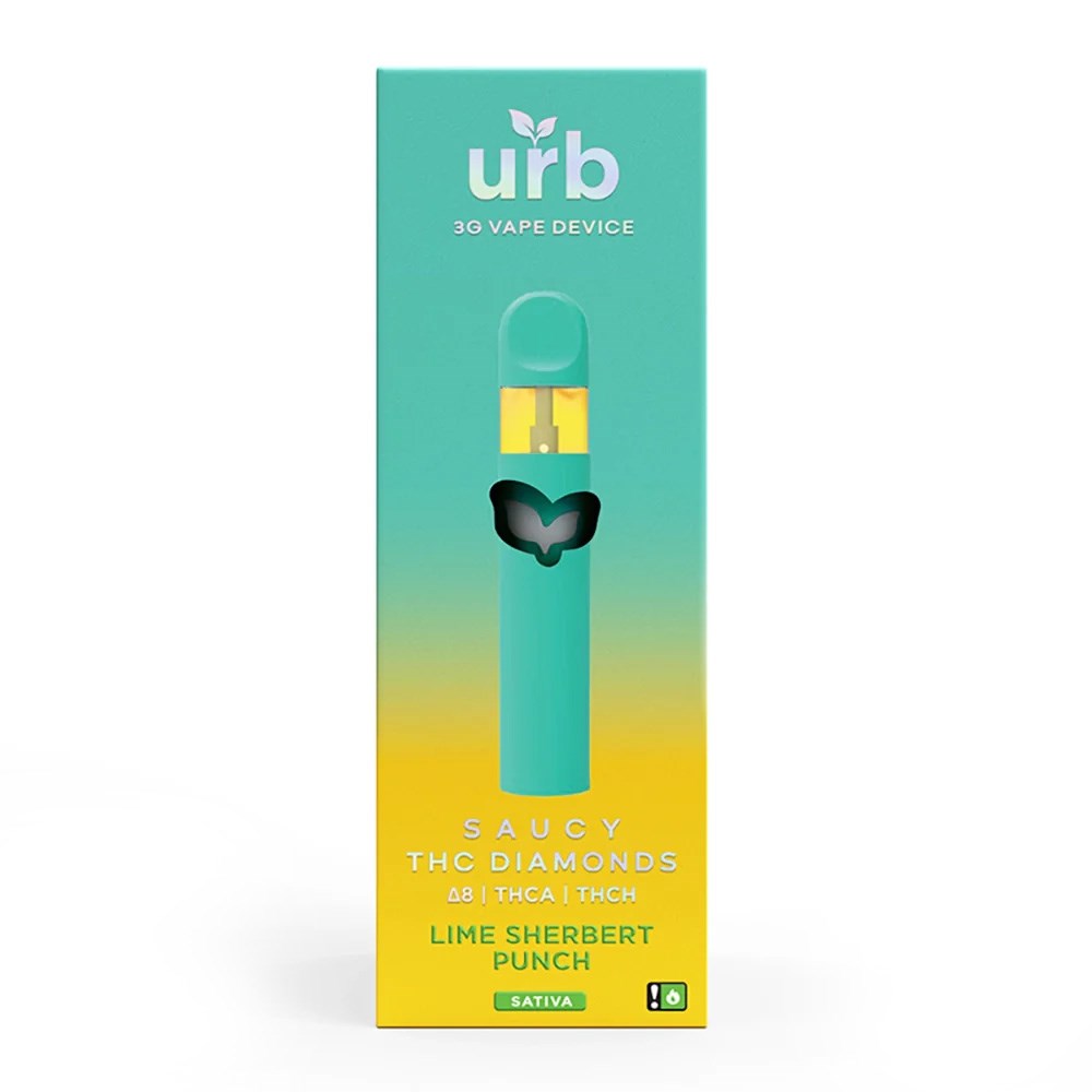 URB SAUCY THC DIAMONDS 3ML DISPOSABLE SATIVA - LIME SHERBET PUNCH
