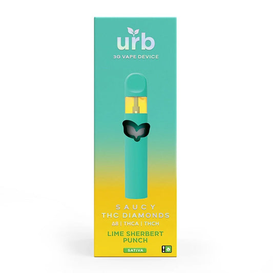 URB SAUCY THC DIAMONDS 3ML DISPOSABLE SATIVA - LIME SHERBET PUNCH