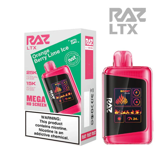 RAZ LTX 5% 25KPUFF DISPOSABLE- ORANGE BERRY LIME ICE