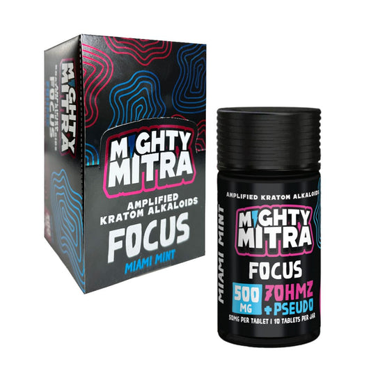 MIGHTY MITRA 500MG 7OHMZ+PSEUDO+FOCUS 10CTS KRATOM - MIAMI MINT