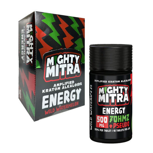 MIGHTY MITRA 500MG 7OHMZ+PSEUDO+ENERGY 10CTS KRATOM - WILD WATERMELON