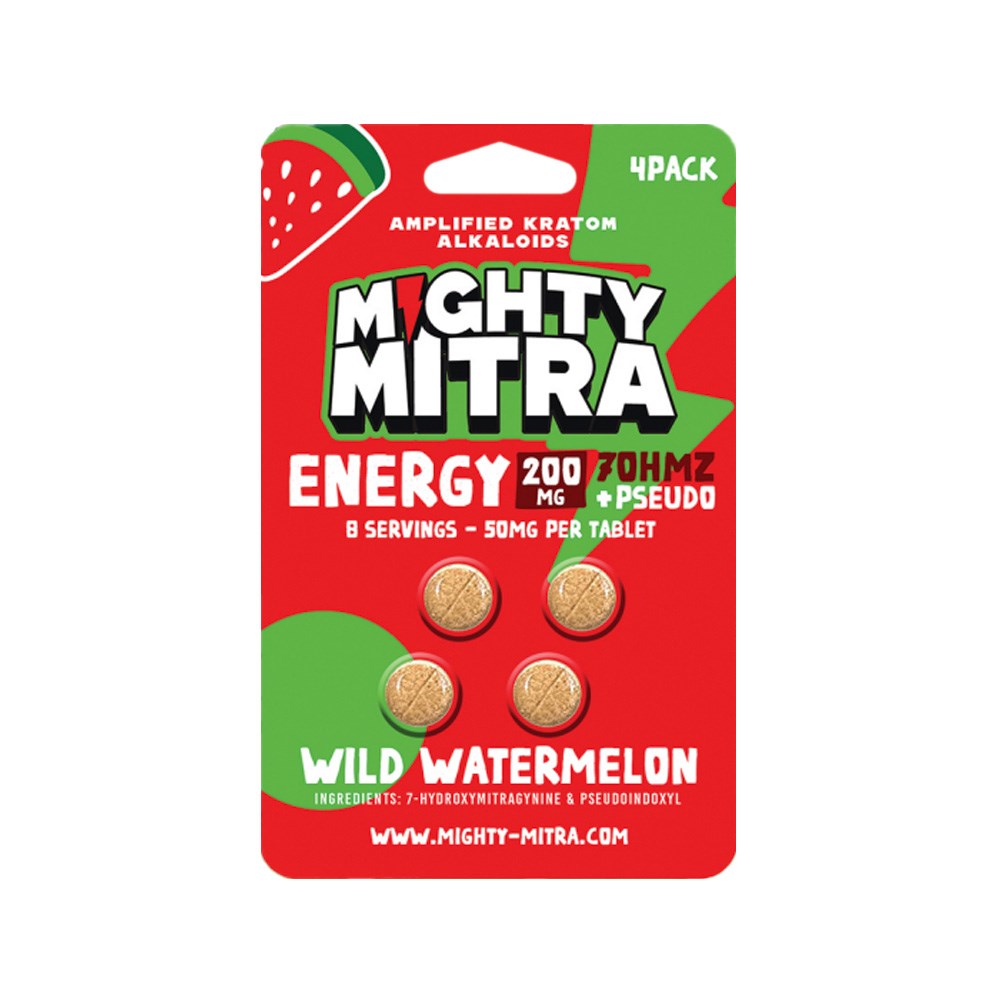MIGHTY MITRA 50MG 7OHMZ+PSEUDO 4CT KRATOM - WILD WATERMELON