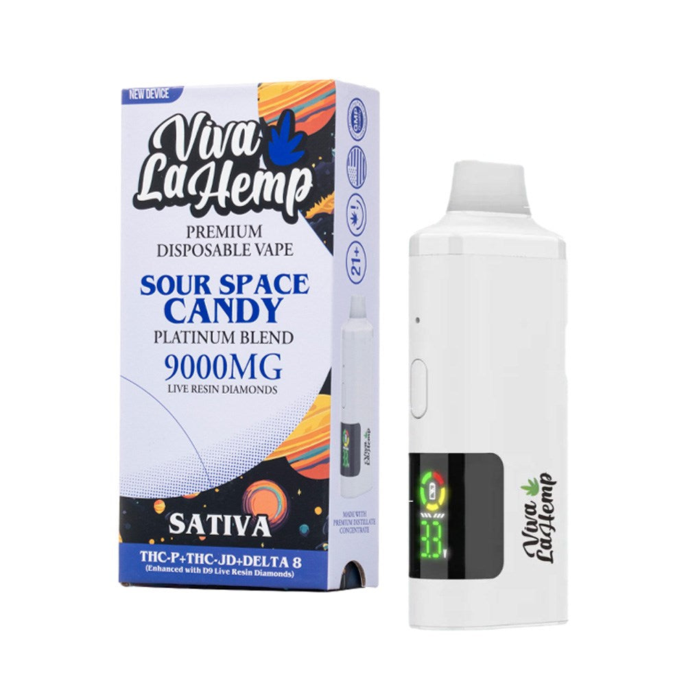 VIVA LA HEMP PLATINUM BLEND 9000MG DISPOSABLE SATIVA - SOUR SPACE CANDY