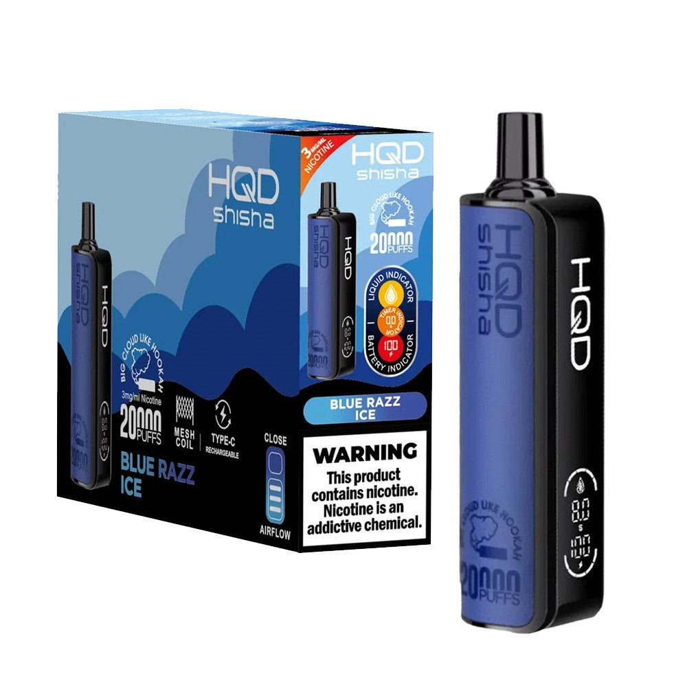 HQD SHISHA 3% NIC 20KPUFFS DISPOSABLE - BLUE RAZZ ICE – Ben Exotics