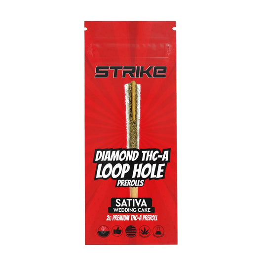 STRIKE DIAMOND THCA LOOP HOLE 2G PREROLLS SATIVA - WEDDING CAKE