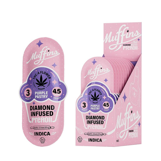 MUFFINS DIAMOND INFUSED 3PK 1.5G PREROLLS INDICA - PURPLE PASTRY