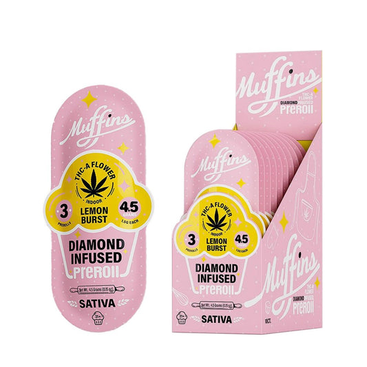 MUFFINS DIAMOND INFUSED 3PK 1.5G PREROLLS SATIVA - LEMON BURST