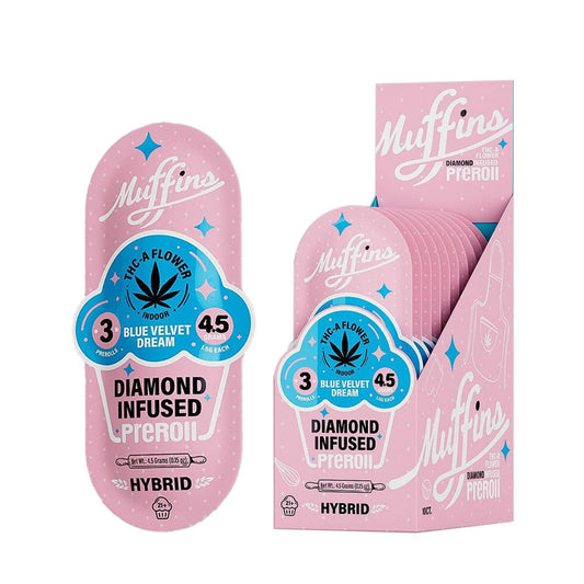 MUFFINS DIAMOND INFUSED 3PK 1.5G PREROLLS HYBRID - BLUE VELVET