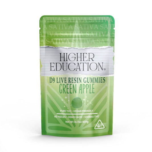 HIGHER EDUCATION D9 1200MG GUMMIES SATIVA - GREEN APPLE