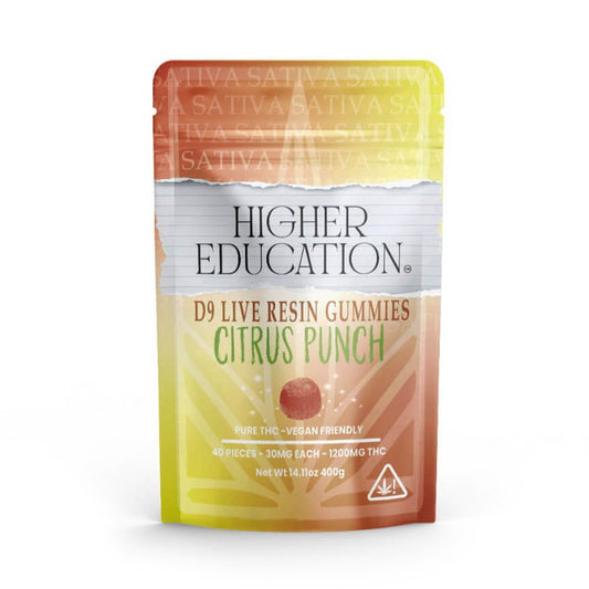 HIGHER EDUCATION D9 1200MG GUMMIES SATIVA - CITRUS PUNCH