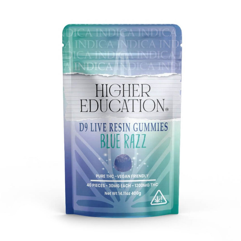 HIGHER EDUCATION D9 1200MG GUMMIES INDICA - BLUE RAZZ