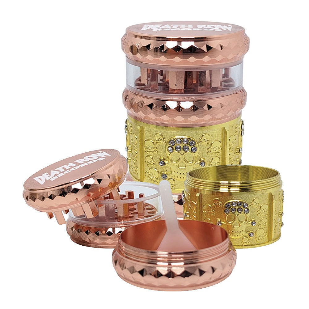 DRR 1.7" 4PARTS ZINC GEM CUT SKULL GRINDER - COPPER GOLD