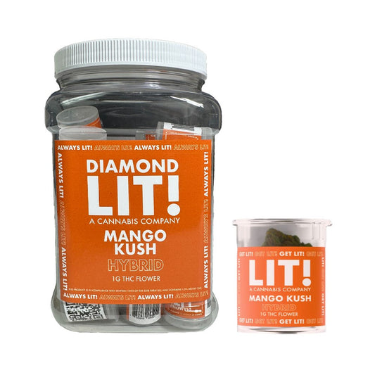 LIT! THC 1G FLOWER JAR HYBRID - MANGO KUSH