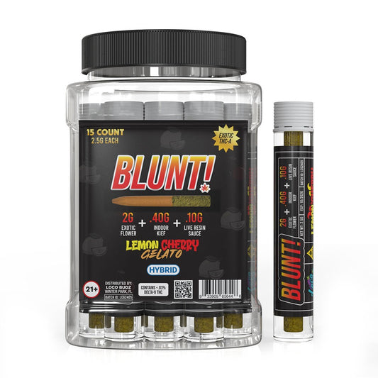 BLUNT! EXOTIC THCA 2.5G PREROLLS HYBRID - LEMON CHERRY GELATO