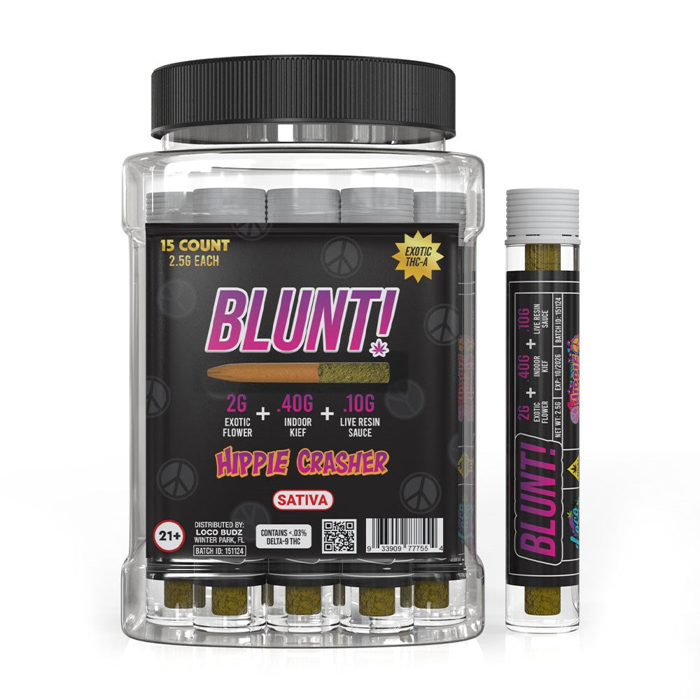 BLUNT! EXOTIC THCA 2.5G PREROLLS INDICA - HIPPIE CRASHER