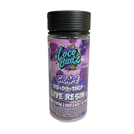 LOCO BUDZ D8/D9/THCP 15000MG GUMMIES INDICA- GRAPE